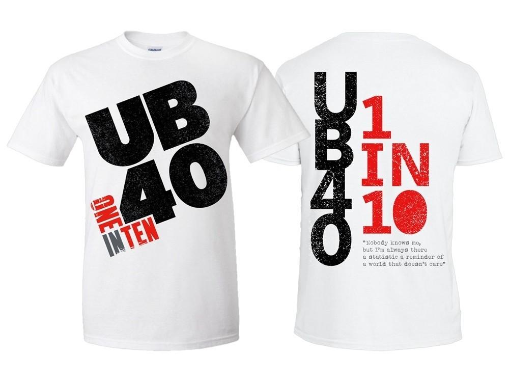 UB40 - One in ten black and red front print on a classic unisex 3D T-shirt PA934