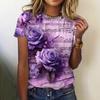 Летний топ с круглым вырезом и принтом 3D цветов и растений, модные повседневные женские футболки с короткими рукавами