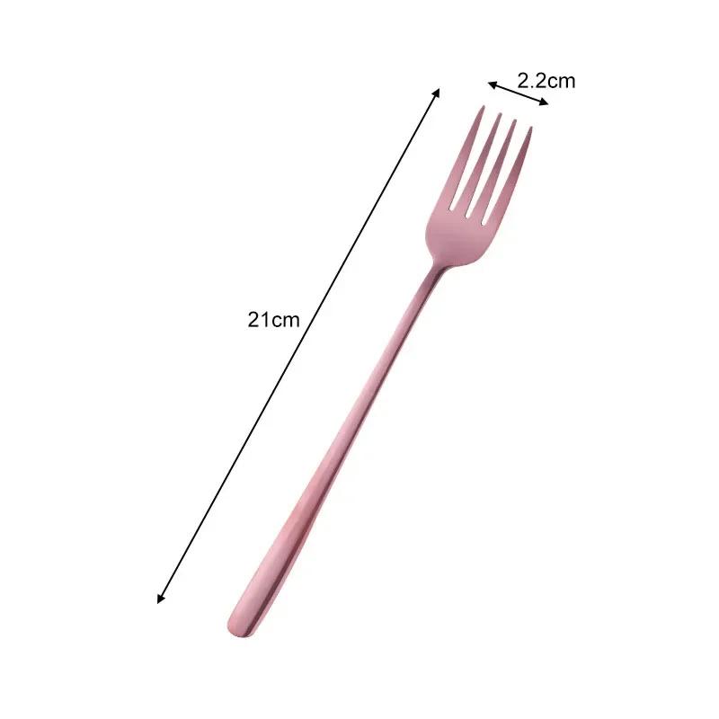8 Colors Stainless Steel Long Handle Dinner Fork Korean Rainbow Fork Hotel Restaurant Party Supplies Dinnerware Steak Gold Fork