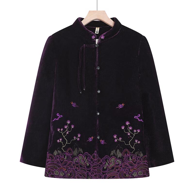 Топ с длинным рукавом из золотого бархата в новом китайском стиле для пожилых женщин