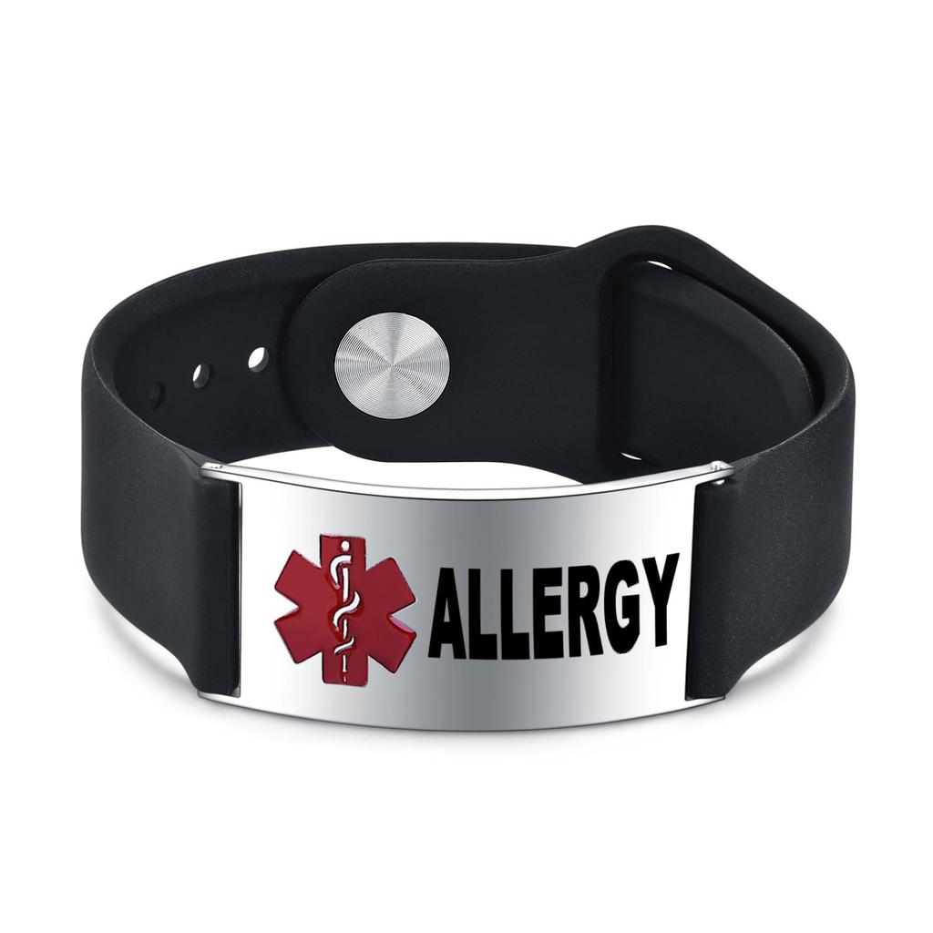 Медицинский мужской браслет из нержавеющей стали, силиконовый браслет, диабет, ХОБЛ, болезнь Альцгеймера, персонализированные украшения