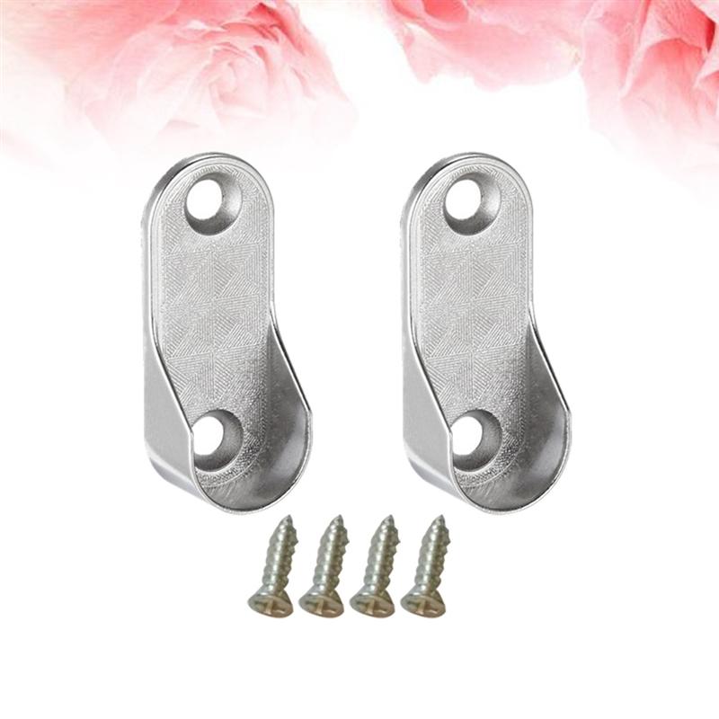 Oval Closet Rod End Supports Furniture Accessories Wardrobe Tube Support Bracket Clothes Hanging Rod Holder Clothes Tube Support
