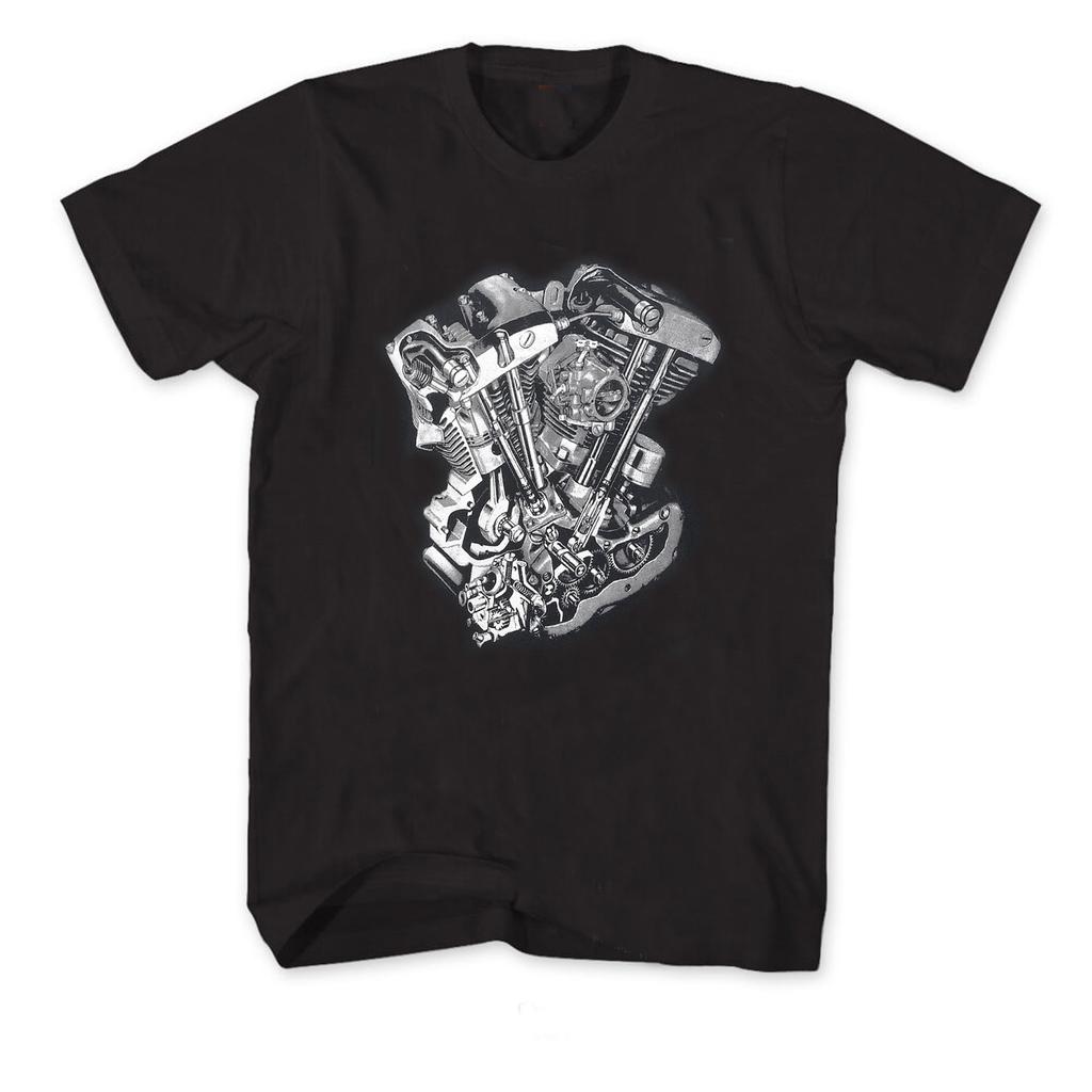 Unique Design Shovelhead Motor Engine Graphic T Shirt 100 Cotton Short Sleeve ONeck Casual Tshirts Loose Top Size S3XL
