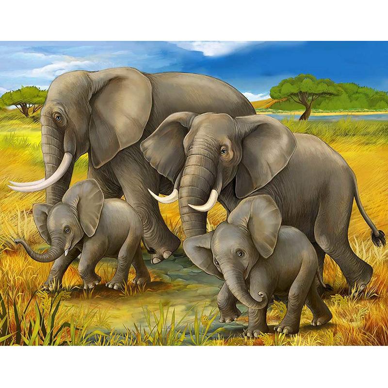 DIY Elephant 5D Diamond Painting Full Round Drill Animal Diamond Embroidery Cross Stitch Mosaic Kits Wall Art Home Decor