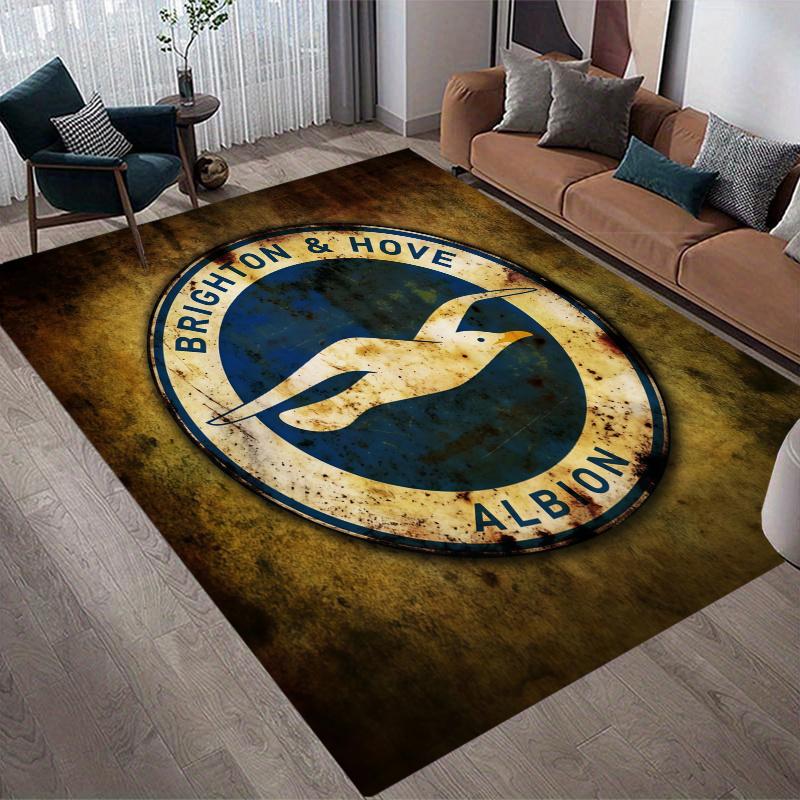 Brighton & Hove Albion Flannel Pattern Square Carpet,Area Rug,Carpet Rug for Living Room Bedroom Sofa Playroom Decor,Non-slip Floor Mat