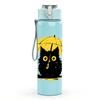1PC Black Cat Holding Umbrella Print 750ml Color Plastic Sports Water Bottle Leakproof Flip Straw Lid Suitable for Sports Office Home Use