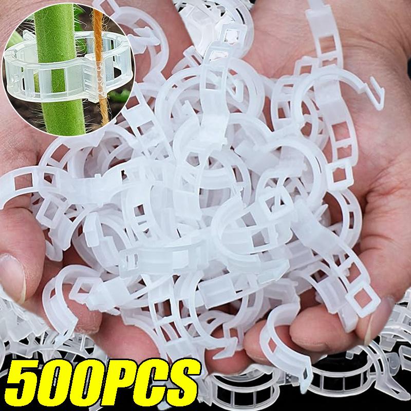 500/50 шт. Клипсы для поддержки растений Многоразовые пластиковые соединители Зажим для фиксации лозы Клипса для помидоров винограда овощных растений Держатель Пряжка Садовый инструмент