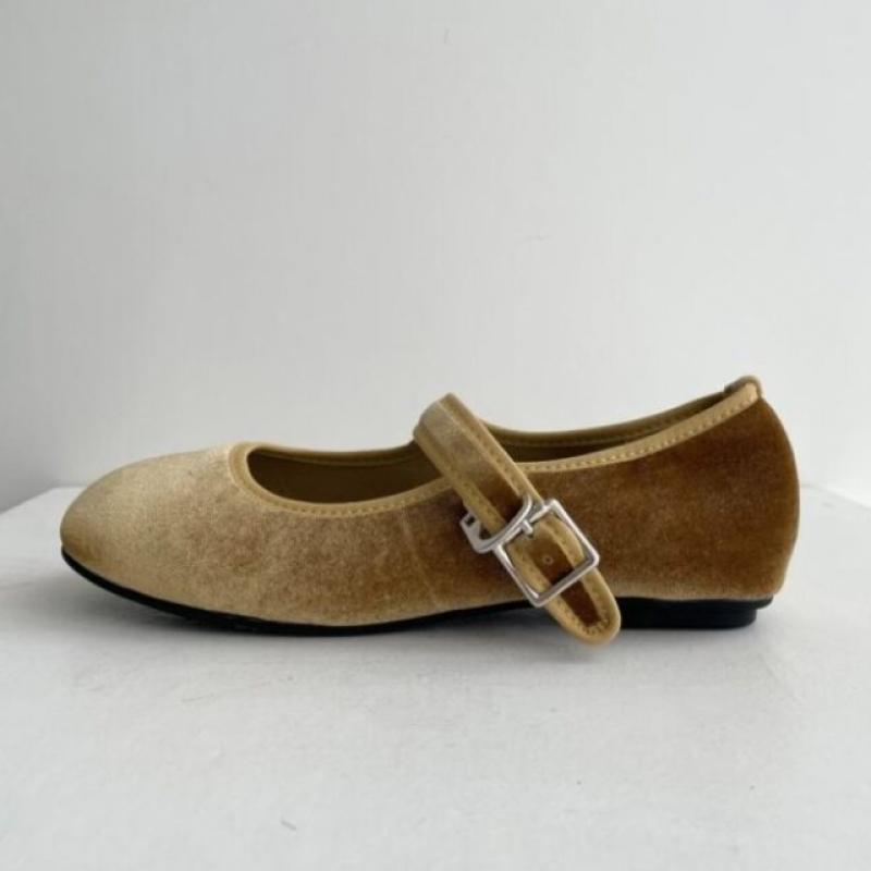 New Arrivals Open Run Women Mary Jane Velvet Flat Buckle