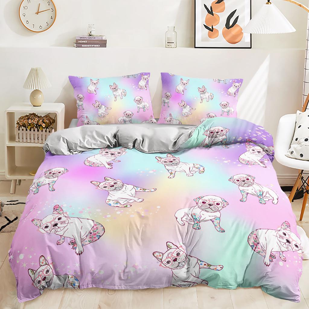 Three-Piece Unicorn Gradual Change Digital Printing Kit Quilt Cover Bedding