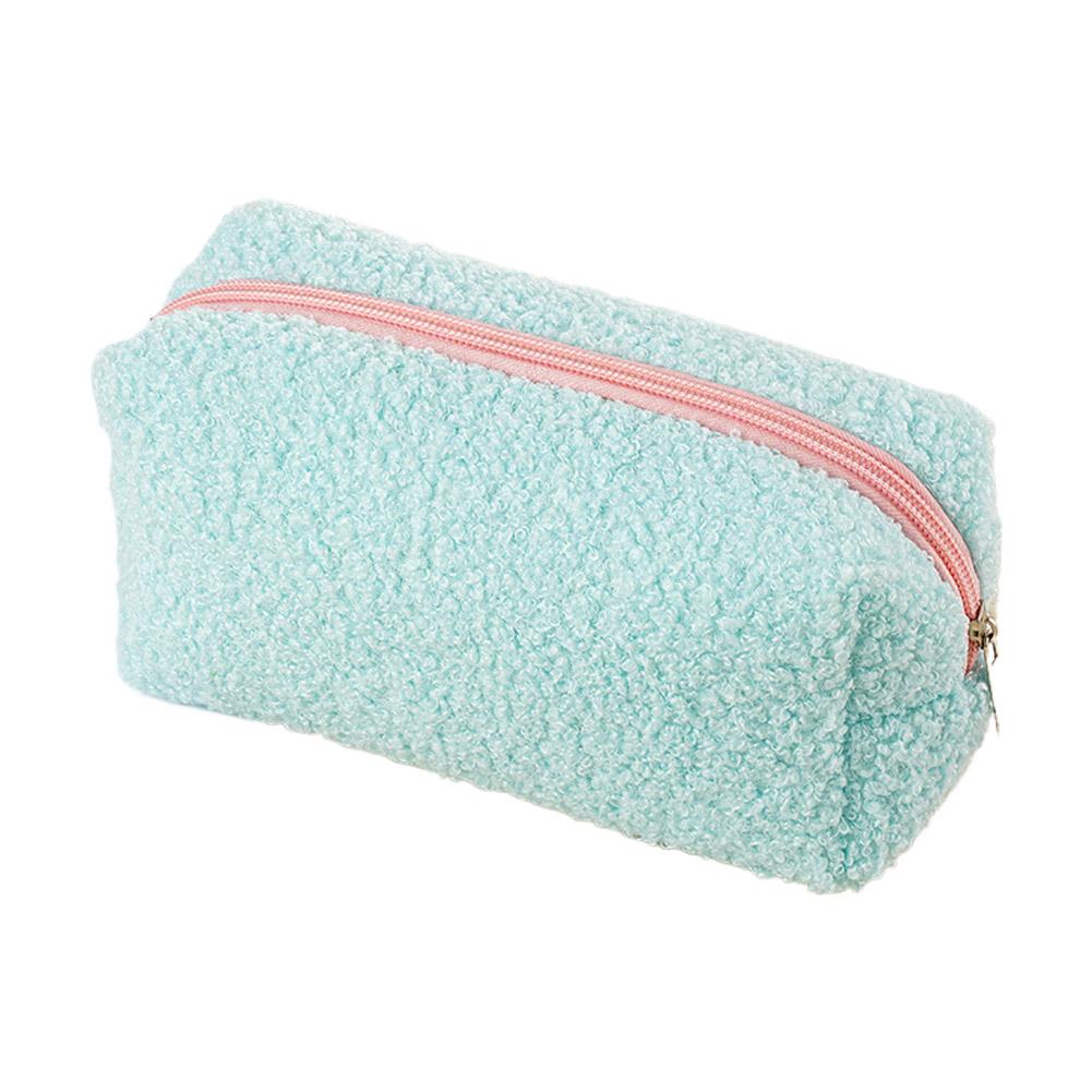 Плюшевая милая большая однотонная косметичка на молнии, сумка для макияжа для женщин, дорожная сумка для туалетных принадлежностей, моющаяся косметичка, пенал