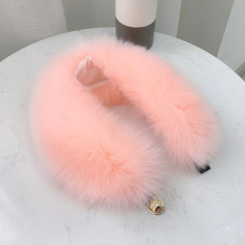 Winter Plush Thickened Warm Imitation Fox Hair Snap Button Scarf Versatile Women's Imitation Fur Scarf