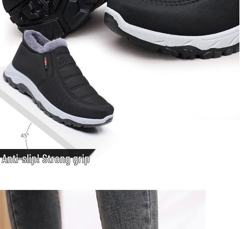 2025 Winter Plus Size Unisex Snow Boots: Slip-on, Fleece Lined, Soft Sole, Thickened Low-Top for Outdoor Use