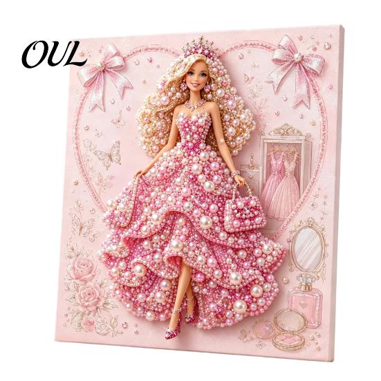 Handmade Wall Art Supplies Fashion Doll Faux Pearl Kit, DIY Christmas Painting Craft Kit 3D Textured Bead for Adults, Festive Decor Beginner Friendly