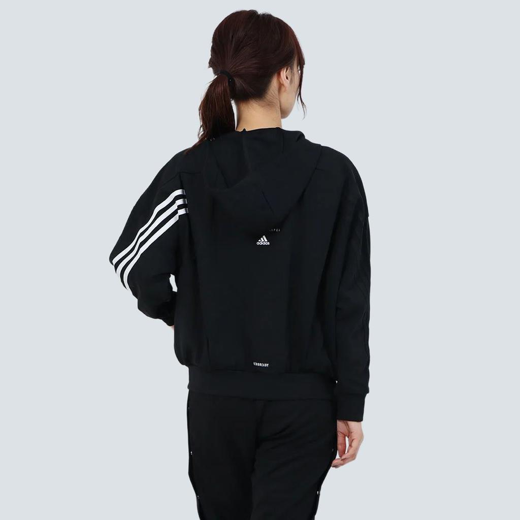 Adidas Однотонная повседневная спортивная куртка с капюшоном на молнии для улицы Женские куртки Черный GF6946