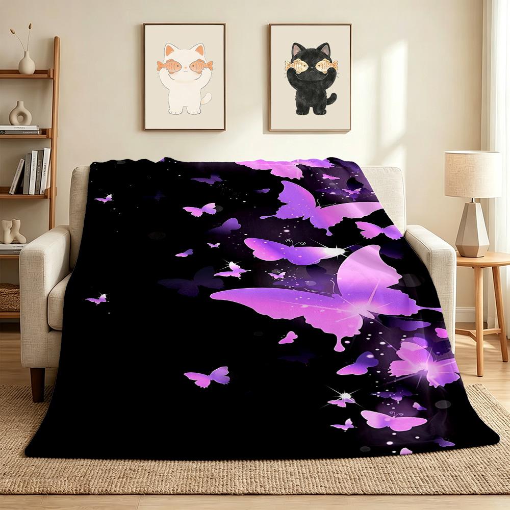 Purple Butterflies Flannel Blanket Throw Blanket Soft Warm Sofa Bed Camping Car home Decor Unique Christmas Gift C9302528