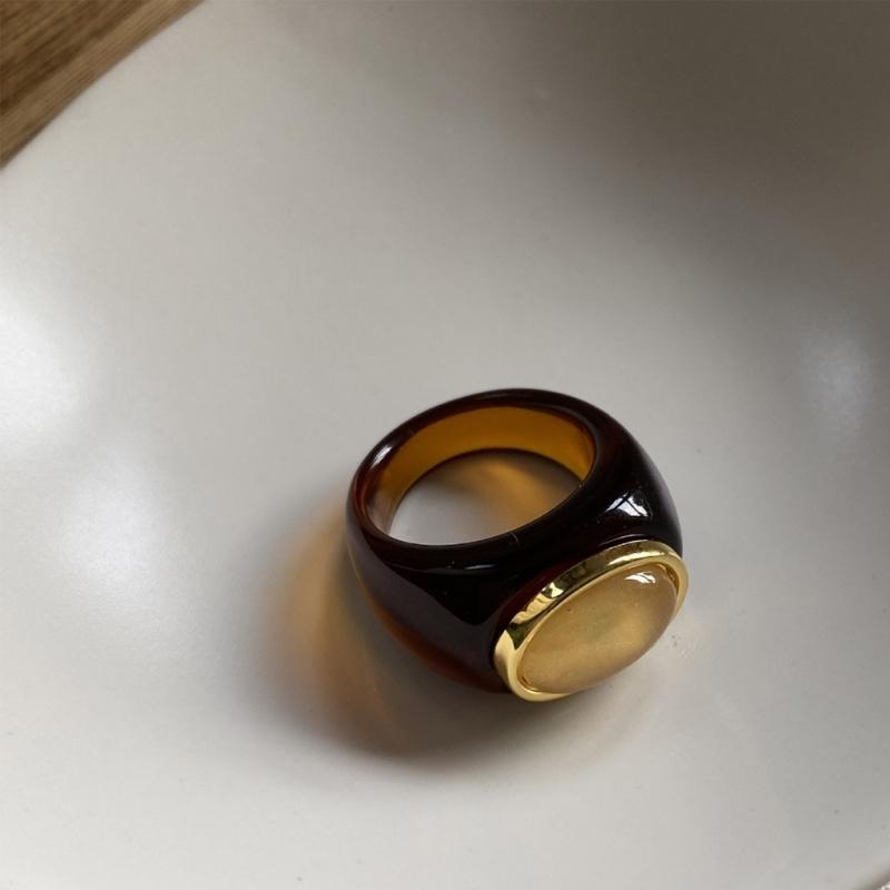 Кольцо из смолы с геометрическим узором, прозрачное/янтарного тона, кольцо на палец, минималистичная текстура, водонепроницаемое ювелирное изделие для женщин и девушек