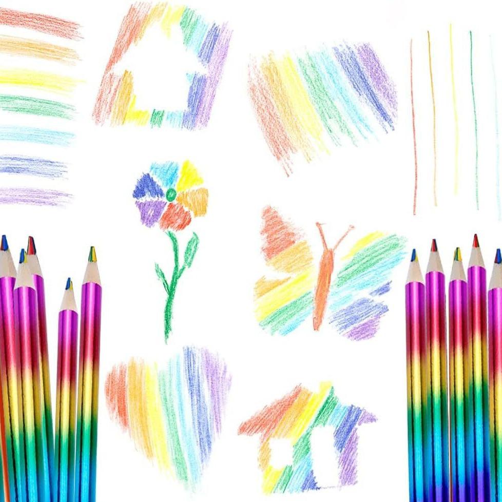 Rainbow Four-Color Pencil Set for Kids – Multi-Color Fun for Art and Prizes