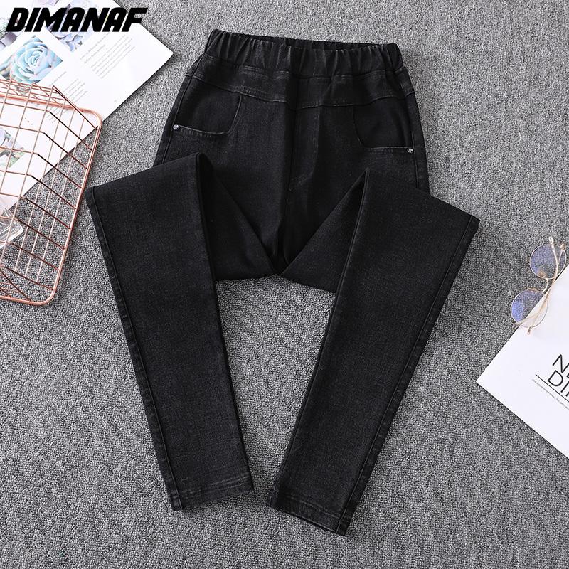 Dimanaf 2022 Summer Jeans Long Pants Women Basic Pencil Pants High Waist Loose Casual Denim Female Blue Trousers Pants 6xl