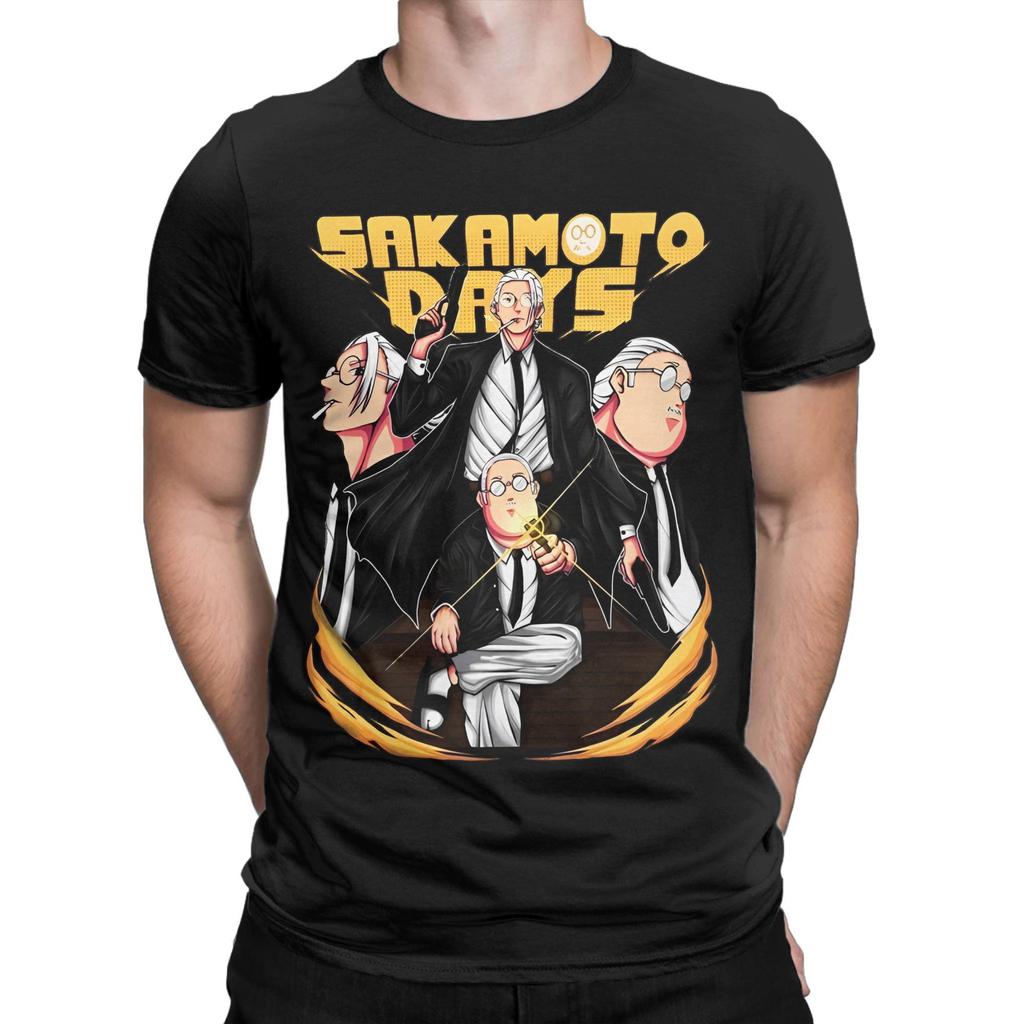 Sakamoto Days Футболка Мужская Хлопковая Топы Рубашки С Принтом Японская Манга Круглый Вырез Короткий Рукав
