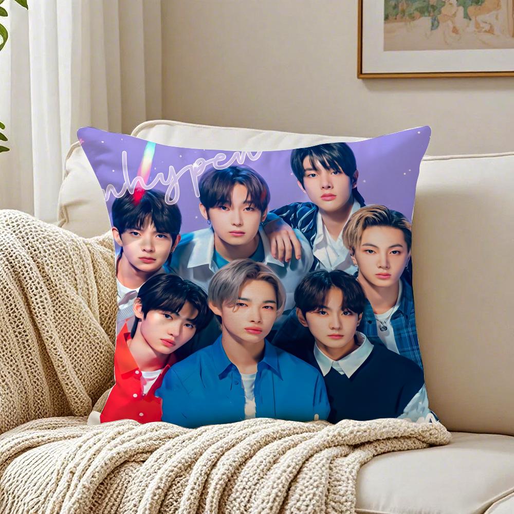 band energetic EEENHYPEN Cushion Cover Pillowcase Antidustmite living Room Sofa Decor Cushion Room