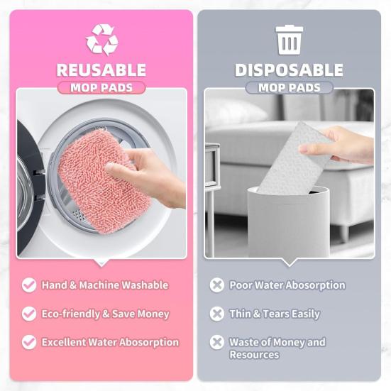 2/4/6Pcs Chenille Mop Cloth Cover Reusable Mop Pads Machine Washable Dry Sweeping Cloth Chenille Mop Refill Pads for Swiffer