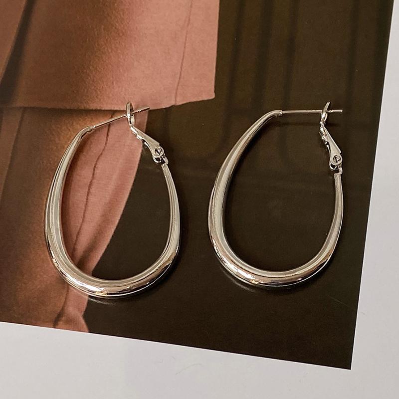 PONYKISS Стерлинговое Серебро 18K Золото Преувеличенное Овальное Кольцо Серьга для Женщин Минималистичный Изящный Модный Аксессуар