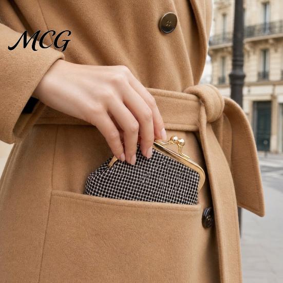 Travel Coin Holder Retro Plaid Purse, Cotton Fabric Small Change Mini Purse Kiss Lock Pouch for Women Coins Cash Earrings Lipstick Storage
