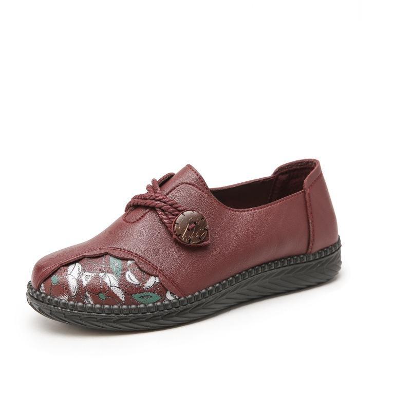 Runyue Удобная весенняя и осенняя мягкая кожаная обувь для женщин среднего возраста