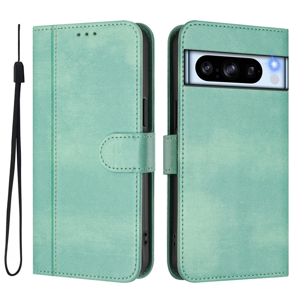 For Google Pixel 8 Pro Cases Wallet Stand Retro Texture Leather Phone Cover with Lanyard
