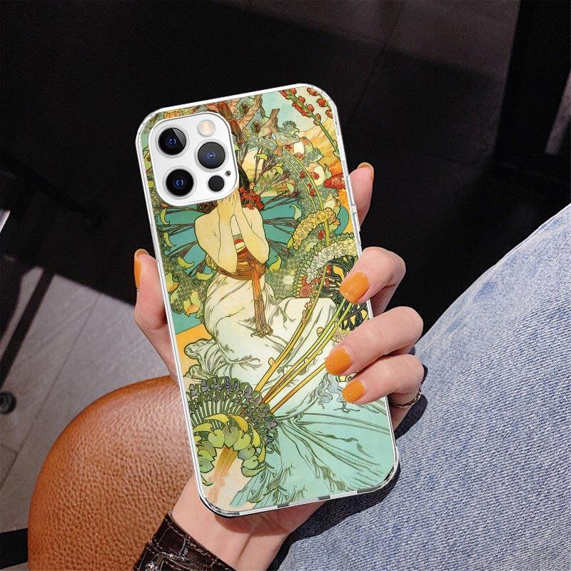 Альфонс Муха Весна Чехол для iPhone 17 Air 16 16E 11 12 13 Mini 14 Plus 15 Pro Max 7 8 + SE 2020 Чехол для телефона Coque 17 A