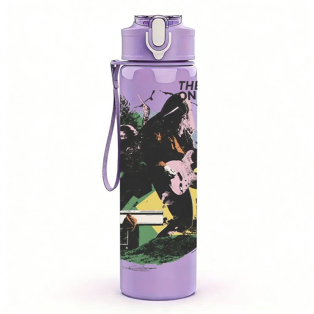 1PC Black Monster Creature 750ml sports water bottle leakproof straw lid outdoor office home