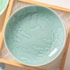 Creative Relief Solid Color Ceramic Plate Exquisite Chinese Style Dining Plates High End Hotel Restaurant Circular Salad Plate