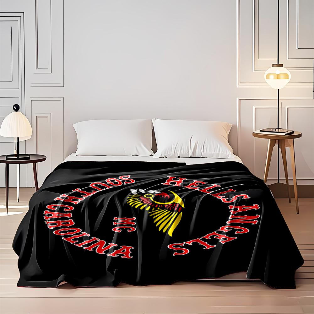 "Hells Angels South Carolina Skull Logo Blanket, Flannel blanket for bedroom, living room, sofa, and nap sofas"