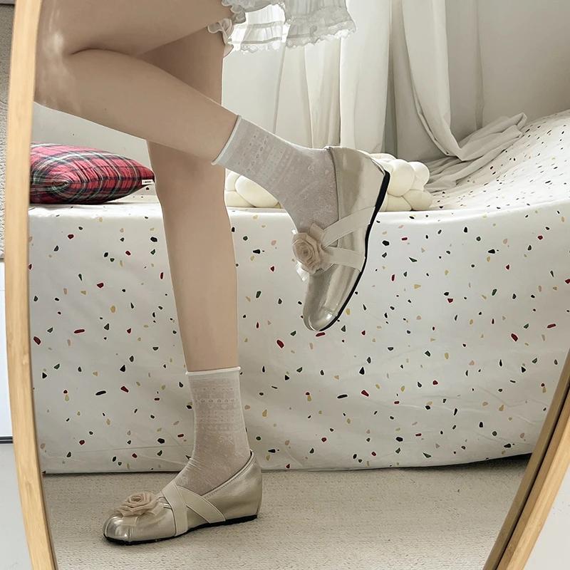 Весенние женские туфли-балетки с круглым носком, повседневные туфли в балетном стиле, элегантные кожаные туфли