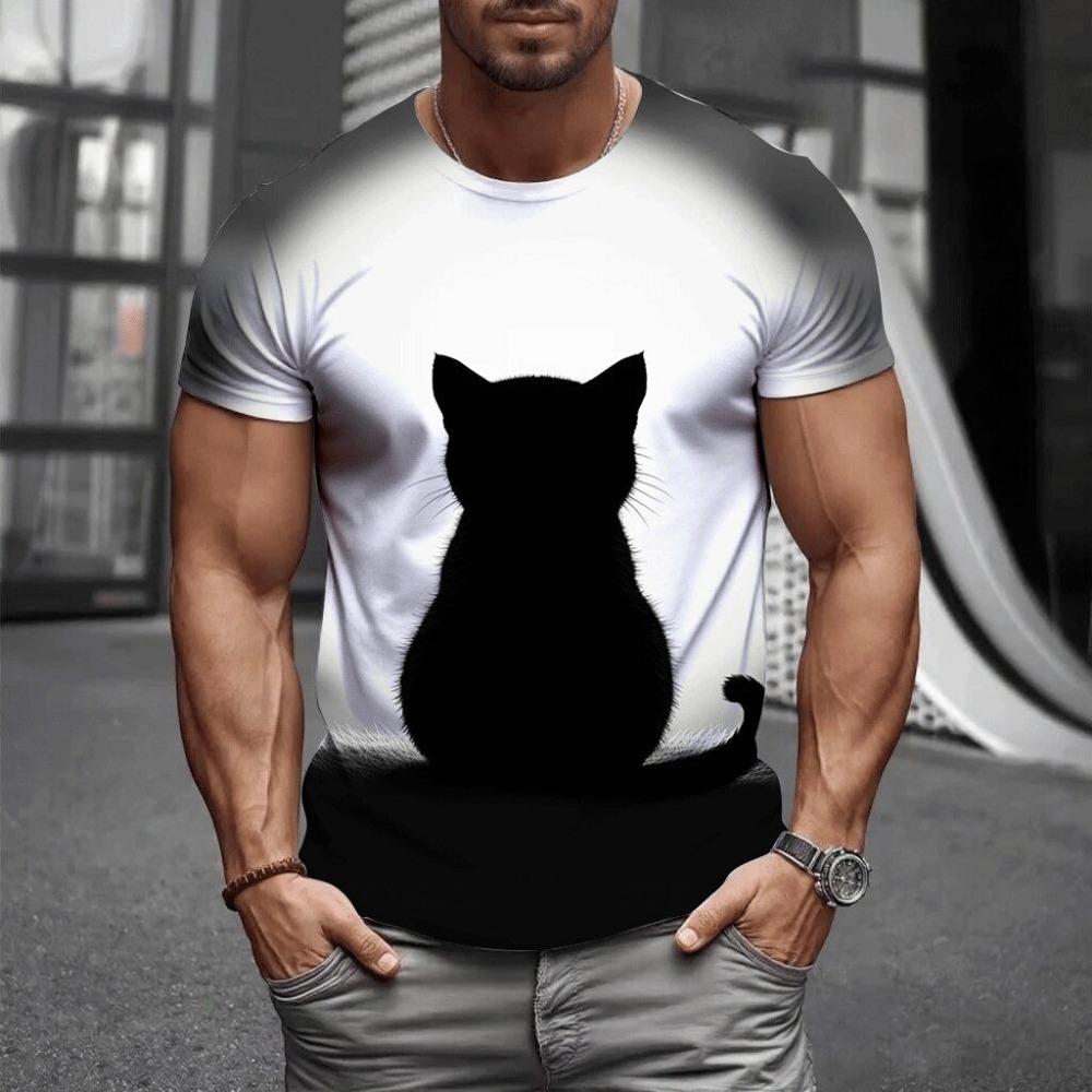 Мужская повседневная футболка с коротким рукавом и животным принтом, подходит для ношения в любое время года