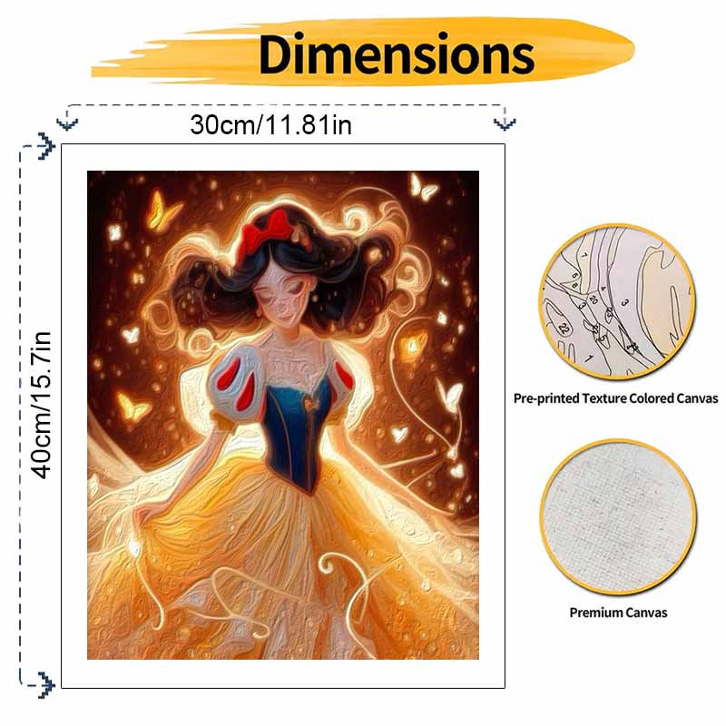 Disney DIY Oil Painting Kits Snow White Butterflies Hand Painting Home Decor Craft Gift Ideas, Magical Princess Art Wall Decor Supplies