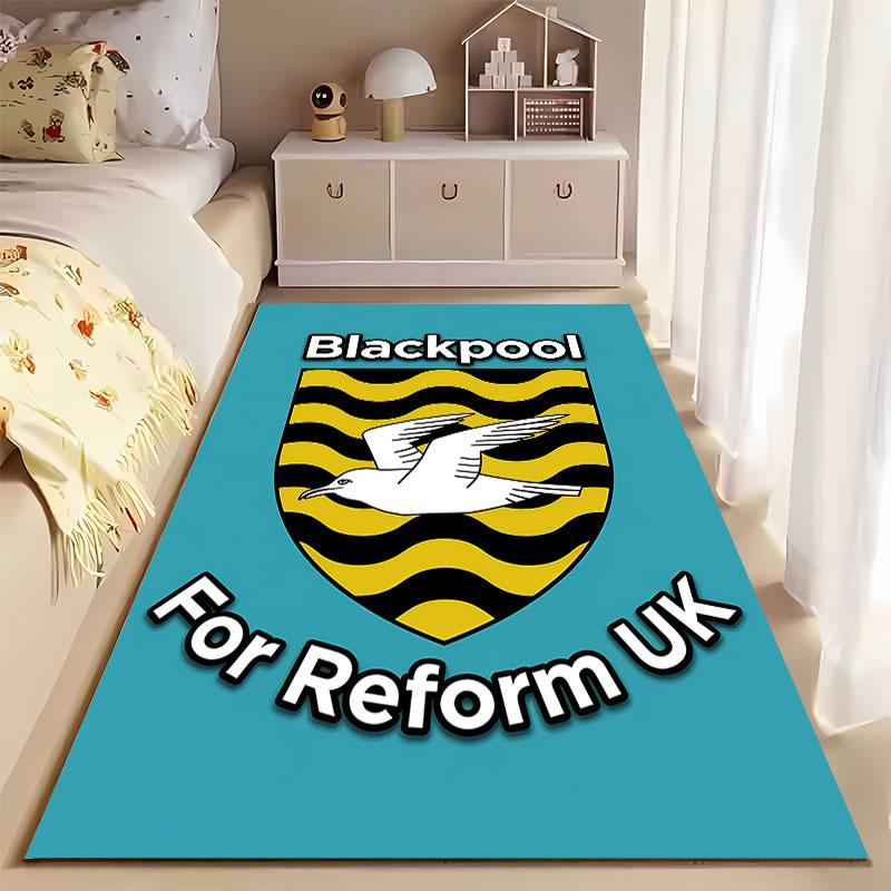 Blackpool Seagull Emblem Carpet suitable as a non-slip mat for the living room or bedroom sofa