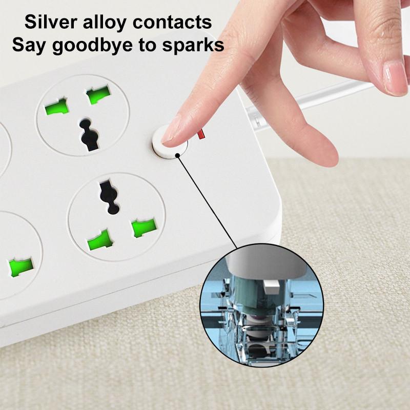 2500W/3000W Power Strip 2M Universal Extension Cord Socket 3/4/6 WAY UK Plug Fast Charging Power Board