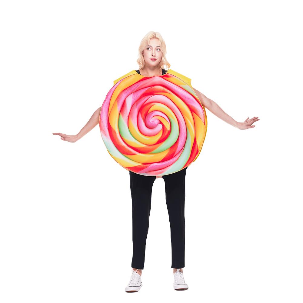 Взрослый костюм леденца на Хэллоуин, радужные конфетные наряды для мужчин и женщин