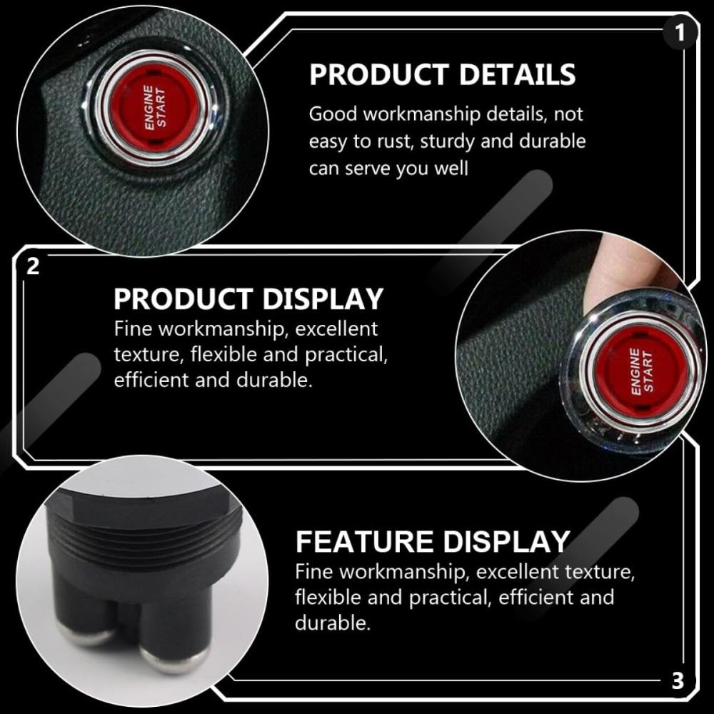 Car Engine Start Button LED Push Button Ignition Switch 12v/24v Momentary Reset with Wiring Heat Shrink Tubes for Automotive Engine Start