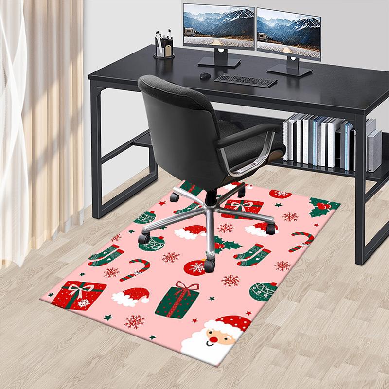 Christmas Santa Claus Chair Mat - Anime Cartoon Design, Non-Slip Carpet for Office, Home Decor, Living Room, Bedroom, Gaming Room & Dormitory.R097