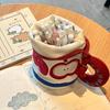 Cute Vertical Bucket Tea Cup Pencil Case Student Large Capacity Stationery Storage Bag Handheld Portable Pen Pouch Storage Box