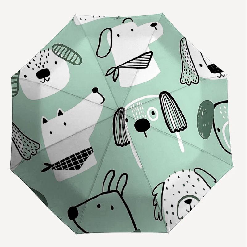 1PC Dog Pattern Umbrella-8-Rib Reinforced, Automatic Open, Lightweight & Durable, Cute Fashion Accessory for Outdoor-P91