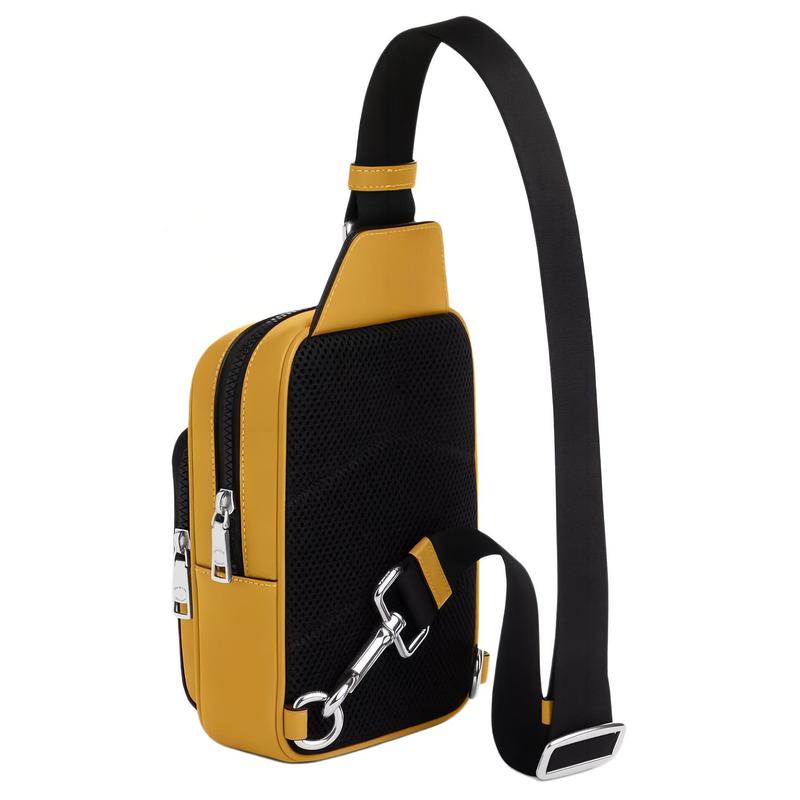 COACH Racer 13 Logo Zip Closure Smooth Calfskin Chest Bag Shoulder Crossbody Bag Men's Gold