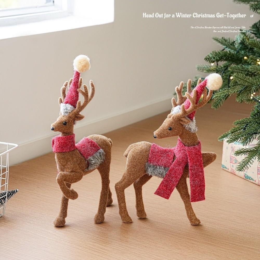 Felt Christmas Table Decor Plastic Base Xmas Elk Statue New Holiday Desktop Ornament  Window Layout