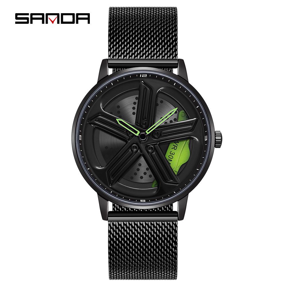 Sanda Бестселлер 1088 Подростковые часы: Персонализированный, 3D вращающийся циферблат, Модный, Водонепроницаемый, Кварцевый.