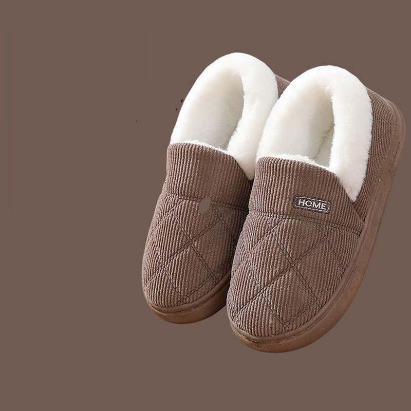 Comwarm Women Fur Plush Cotton Slippers Indoor Soft Cozy Fluffy Slides Couple Bedroom Furry Slides Winter Warm Fuzzy House Shoes