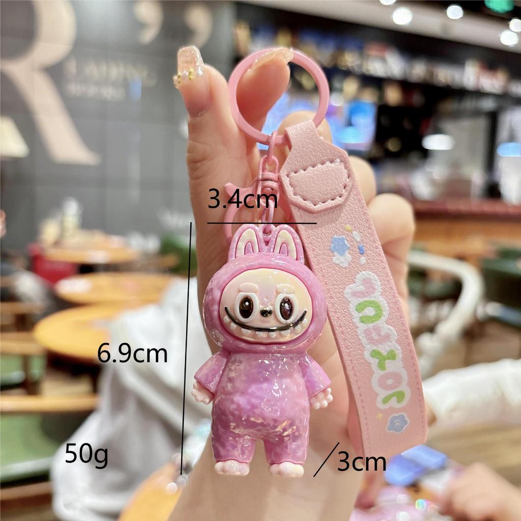 Cute Cartoon Electroplated Keychain Silicone Three-dimensional Leather Rope Doll Couple Grab Machine Bag Pendant