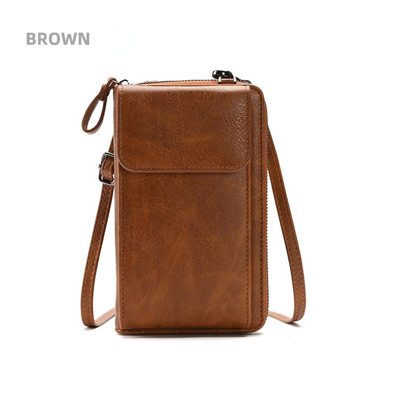 Женская сумка через плечо для телефона, маленькая сумка через плечо, кожаная сумка на молнии, держатель для карт