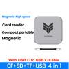 Kebidu 4-в-1 Магнитный кард-ридер | Мультипортовый адаптер SD/TF/CF/USB, Plug & Play, Высокоскоростная передача фото и видео для iPhone, Android, Камер, Ноутбуков